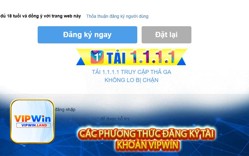 Các phương thức đăng ký tài khoản Vipwin